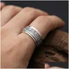 Bandringen Thailand Sier Real 925 Sterling Ring Men Tibetaanse boeddhistische hart Sutra roteren fijne sieraden vintage draak drop levering dhrgi