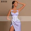 Party Dresses Jeheth Lilac Sexig mjuk satin Spaghetti Straps Evening Beach High Split Backless Prom Gown Formell lång golvlängd 230515