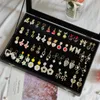 Jewelry Boxes Transparent Glass Lid Jewelry Box Velvet Jewelry Holder Gift Box Earring Ring Necklace Portable Display Organizer 230515