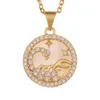 Round 12 Zodiac Sign Necklace Gold Chains Leo Aries Pisces Pendants Charm Star Sign Choker Astrology Necklaces Fashion jewelry