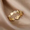 حلقات الفرقة Zircon Zircon Heart Rings للنساء Crystal الفولاذ المقاوم للصدأ القلب الحب حلقة قابلة للتعديل Femme جمالية المجوهرات الهدية 2023