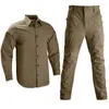 Gymkläder Taktisk skjorta Safari Windbreaker Militär Combat Uniform Training Suits Arbetsuppsättningar utomhuskläder jaktdräkt armé män