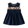 夏の女の子のチェック柄ドレス女の赤ちゃんノースリーブベストドレスキッズプリンセスドレス子供スカート