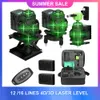 레이저 범위 핀더 12/16 라인 4D /3D 레이저 레벨 3 ° 크로스 라인 레이저 레벨 녹색 빔 라인 다기관 리모컨 리모컨 230516