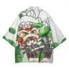 Etnische kleding Cartoon Chinese dansleeuw Gedrukt Wit Traditionele zomer Aziatisch paar mannen Vrouwen Cardigan Yukata Kimono Streetwear