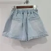 Damenshorts EWQ Frauen Diamanten Hohe Taille Denim Shorts Streetwear Vintage Kordelzug Breites Bein Kurze Hosen Sommerkleidung 700 230512