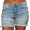 Shorts pour femmes Short en jean déchiré bleu avec poches à pompons Femmes Été Streetwear Taille haute boutonné Sexy Hole Rave Jean Shorts 230516