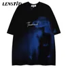 Herren T-Shirts LENSTID Sommer Männer Oversize Kurzarm T-shirts Illusion Schmetterling Drucken T-Shirt Hip Hop Streetwear Harajuku Casual Baumwolle Tees J230516