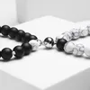 Strand Love Stone 2pcs/Set White Black Pare Magnetic Brashelets Natural Matching Braslet для любителей валентинговой магнит браслет