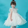 Abiti da ragazza Abito da fiori per bambini in pizzo bianco per matrimonio senza maniche Tulle Princess Party Pageant Abito da prima comunione