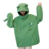 Sweats à capuche pour femmes femmes hommes sweat à capuche dessin animé forme de grenouille pull à capuche avec fermeture éclair grande poche plaquée résistant au froid unisexe lettre hiver vêtements pour adultes