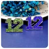 Brooches Full Bling Rhinestone Number "12" Brooch Pins Green&Blue 2Colors Available