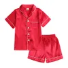 Pigiama Pakaian Anak anak Musim Panas Baru Set Piyama Sutra Noda Lembut Warna Polo Nyaman Anak Perempuan Laki laki Setelan Tidur 230516