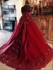 Fille Robes Fleur Rouge Robe Spaghetti Strass Applique De Noce Tulle Robe De Bal Sans Manches Étage Longueur Princesse Enfants