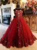 Fille Robes Fleur Rouge Robe Spaghetti Strass Applique De Noce Tulle Robe De Bal Sans Manches Étage Longueur Princesse Enfants