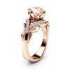 Z bocznymi kamieniami vintage Diamond 18K Rose Gold Ring Wedding Wedding Wedding For Women Pure Topaz Bague Anel Biżuter