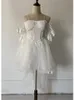 Sukienki imprezowe gaun peri bahu terbuka putih elegan musim semi Panas 2023 Puff Putri Chic Wanita Pesta Jala 230515
