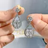 Orecchini pendenti fatti a mano in vero argento sterling 925 con topazio, gioielli con diamanti, fidanzamento, goccia di nozze per regalo da donna