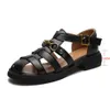 Sandalet Sandalet Kadınlar Yaz Retro Metal Zinciri Kapalı Toe Ladies Roman Sandalet 3444 BÜYÜK KADIN KADIN KAYNAK KAYDAK KAYAKLARI 230515