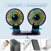 New 12V/24V Adjustable Car Fan Cooler Dual-head Fans Large-angle Rotation Dashboard USB Fans With 3 Speed Levles Car Interior