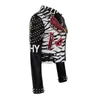 Women's Jackets Punk Style Graffiti Faux Leather Short Jacket Women Zebras Pattern Rivet High Waist Motorcycle Clothing