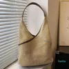 Evening Bags Fashion Top-Handle Summer Hand-Woven Handbags Handmade Simple PU Stitching Large Capacity Elegant Casual Tote Purses