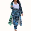 Women's Two Piece Pants HYCOOL Fashion Fall 2pcs Pant Set Women Samoa Polynesian Tribal Print Matching Outfits Long Sleeve Cardigan High