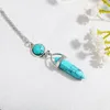 Chains Gift For Girlfriend Pendant Necklace Natural Jewelry Column Crystal Hexagonal Lady Stone Necklaces & Pendants