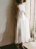 Casual Dresses Stickerei Weißes Midikleid Frauen Elegantes Hohloutkleid Weiblicher Stehkragen Ärmelloses Gürtelkleid Damen Sommer Langes Kleid 230515