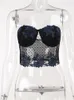 Serbatoi da donna InsDoit Gothic Floral Lace Mesh Crop Tube Top senza spalline Sheer Sexy Canotta Punk Harajuku See Through Top retrò