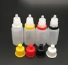 Kleurrijke PE -druppelflessen 2 ml 5 ml 10 ml 15 ml 20 ml 30 ml 50 ml naaldtips met kleur Kinddichte dop scherpe druppper tip plastic eliquid fles