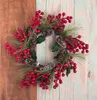 Fleurs décoratives 1 pc Artificielle Noël Branche De Baies Rouges Flocon De Neige Pin Aiguille Cône Branches Pour Noël DIY Guirlande Fourniture Noel Decoratons