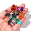 Pendanthalsband Colorf Glazed Carved Mini Mushroom Staty Glass Crystal Charms för smycken Making Bk Drop Delivery Pendants Dhgarden Dhjms