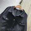 Frauen Jacken Frühling 2023 Denim Oberbekleidung Lose Diamant Kette Quaste Streetwear Drehen-unten Kragen Jacke Frauen