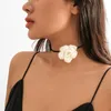 Choker Fashion Organza Flower Necklace Chokers for Women Lace Neckband Ollar Rose Summer Winter Chocker Club Party Sexig smycken