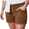 Women's Shorts Women Summer Elastic Pockets Mid Waist Breathable Casual Close-fitting Lady Short Pants Female Clothes