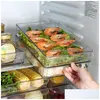 Förvaringslådor fack kylskåpsarrangör Clear Fruit Food Burs Box med handtag för zer skåp Kök Tillbehör Organisation X DH3IW