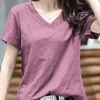 Women's T-Shirt Women's T-shir Short Sleeve Loose Summer Cotton Blouse V-neck Versatile Solid Color Short Sleeve Fashion Casual Tops 230516