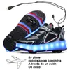 Sneakers Sepatu Roller Skate Lampu ledde Anak Laki Laki Perempuan Mode Pengisi Daya USB Merah Muda Baru Untuk Anak Dengan Roda Dua 230516