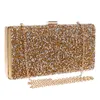 Evening Bags One Side Rhinestones Women Gold Silver Black Color Chain Shoulder Messenger Wedding Bridal Day Clutch 230427