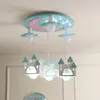 Lampes Suspendues Dessin Animé Créatif Château Lustre Garçons Et Filles Chambre Chambre D'enfants Lumière Moderne Simple Couleur En Bois Massif Maison Lustre