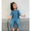 Pyjamas 1 6 Tahun Set Pakaian Bayi Warna Solid Laki Laki Perempuan Modal Musim Panas Anak Uniseks Piyama 2 Potong 230516