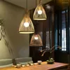 Suspension Lampes Chinois Bambou Tissé Lampe Japonais Tatami Restaurant Nordique Café Abat-Jour Lustre