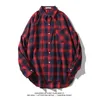 Men's Casual Shirts Brand Spring Autumn Long Sleeves Flannel Collar Korea Style Green Red Shirt For Men's Plaid Harajuku Clothing 230516