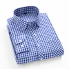 Sukienka dla mężczyzn sukienka Plus Size Oxford Plaid Fabric Bawełna Doskonała Wygodna Slim Fit Kllar Business Men Casual Shirt 230516