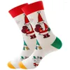 Women Socks Novely Ugly Xmas Unisex vuxen 80%bomull Santa grafisk färgglad älg snöflinga roliga gotiska julklappar strumpor