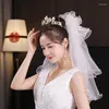 Brudslöjor Ruffled Tulle Wedding Veil för bruden Asien Kvinnor Japan Korea Äktenskapstillbehör med kam