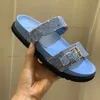 Frauen Sandalen Plattform Slides Braun Leder Sommer Bom Dia Flache Ferse Frau Sliders Zwei Riemen Gold Schnalle Gummi Sohle schuhe