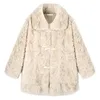 Cappotto da donna in velluto di agnello sintetico in pelliccia da donna 2023 Cappotto da donna invernale con colletto alla coreana Giacca imbottita con bottoni eleganti di media lunghezza