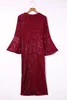 Red Deep V Neck Bell Sleeve Sequin Dress 2023 Hot New J4qm#